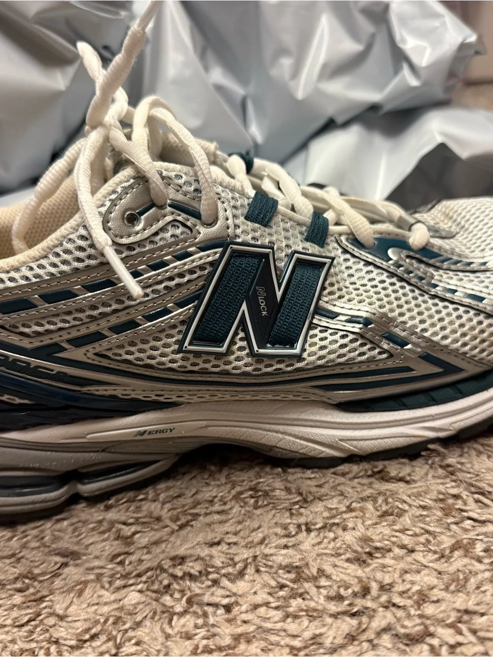 New Balance 1906  Mens Light Gray & Blue Running Sneakers